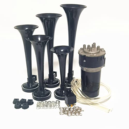 ♥ Trombe musicali personalizzate, design universale nero, mostrano un fascino unico. Viene fornito con tromba d'aria 12V, pompa dell'aria, tubi flessibili, relè, staffe e viti. Il clacson è forte, per favore non usarlo vicino a scuole o ospedali. In caso di domande, si prega di contattare il nostro servizio clienti.