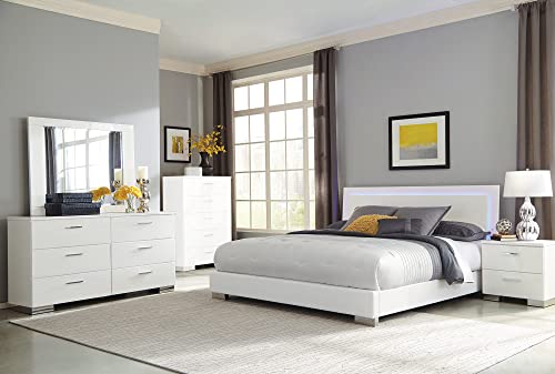 Coaster Home Furnishings 203500Q-S4 Coaster Felicity Queen Bed 4-Piece Set, White High Gloss thumb #1
