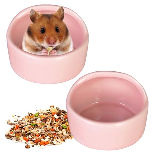 2-Pcs-Hamster-Food-Bowl-Ceramic-Pet-Hamster-Bowl-Dwarf-Hamster-Food-Bowl-Feeder-Hamster-Water-Rat-Bowl-Small-Animal-Food-Dish-for-Golden-Bears-Hedgehogs-Dutch-Pigs-Parrots-Pink 2 Pcs Hamster Food Bowl, Ceramic Pet Hamster Bowl Dwarf Hamster Food Bowl Feeder Hamster Water Rat Bowl Small Animal Food Dish for Golden Bears, Hedgehogs, Dutch Pigs, Parrots (Pink) - Image 1