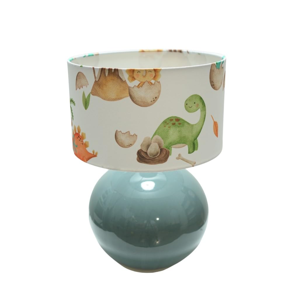 ValueLights Bosco Eucalyptus Ceramic Table Lamp with Dino Shade - Green - New