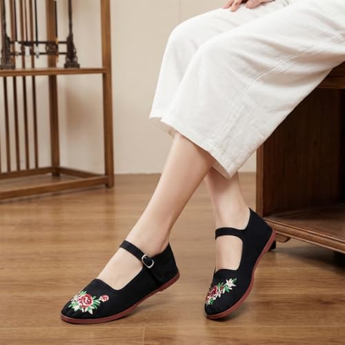 Image of Womens Classic China Flats, Casual China Doll Shoes, Cotton Mary Janes, Chinese Tai Chi Shoes