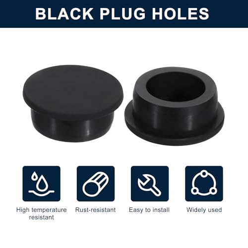 Image of uxcell 4 Pcs Black Plug Holes, Waterproof Rubber Button Plug for 36mm / 1.42 inch Hole