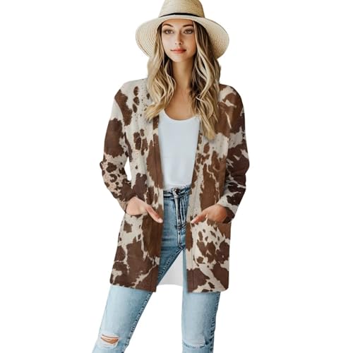 Image of Biyejit Women's Long Sleeve Open Front Cardigan Casual Loose Lightweight Cardigans with Pockets Drape Cardigan