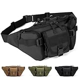 Mtgluk Tactical Fanny Pack, Military Outdoor Waist Bag Belt Packs Hip Bumbag Utility Bags with Adjustable Strap for Cycling Hiking Hunting (Black)