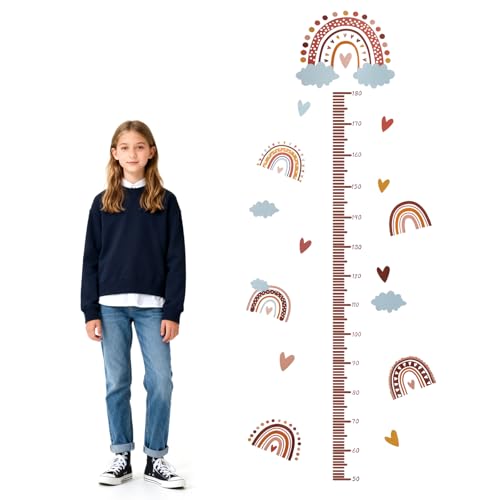 KQDRAVINE - Sticker mural 3D arc-en-ciel pour chambre d'enfant, toise de mesure pour bébé et enfant, décoration murale, 180 cm