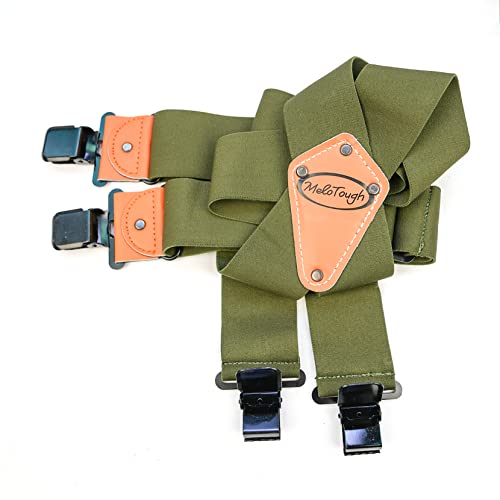 Melotough Men Suspender With 2 Inch Elastic Fully Adjustable X Back Industrial Strength Suspender (Army Green) #TOP4