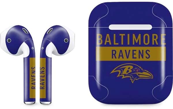 Skinit Decal Audio Skin Compatible with Apple AirPods - Officially Licensed NFL Baltimore Ravens Purple Performance Series Design