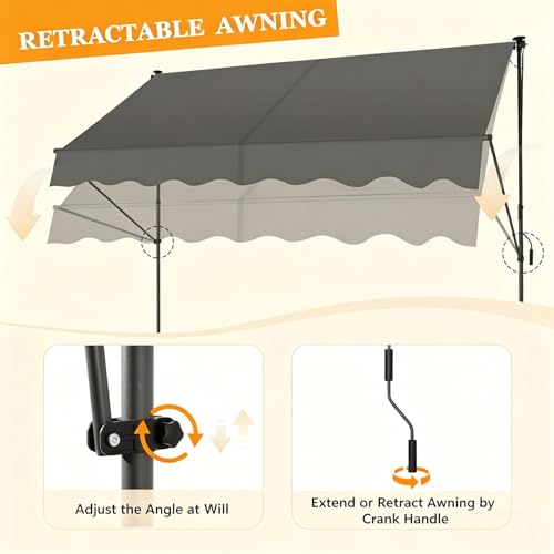 Auvent rétractable robuste en polyester haute densité de 350 cm - 4