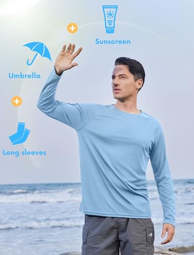 PINSPARK Men's Swim Shirt Quick-Dry Long Sleeve Rash Guard for Men UPF 50+ Light Pullover Sun Protection UV Fishing Shirts4