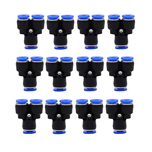 YZM 6mm Plastic Push to Connect Y Type Tube Fitting, Pack of 12