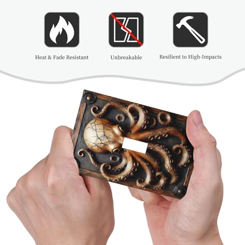 Decorative Light Switch Cover Plate Vintage Octopus 1 Gang Wall Plate Oversized Single Toggle Wall Cover Plate Jumbo Electrical Switchplate Faceplate