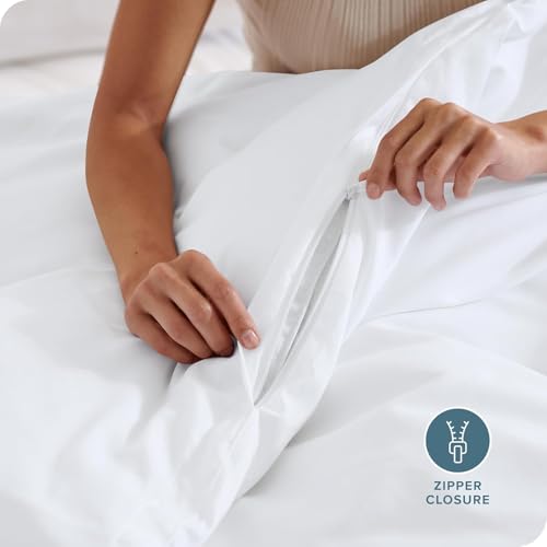 Image of Viewstar Premium Cotton Duvet Cover, Single Size 60x90 Inches, 300 Thread Count, Ultra-Soft, Wrinkle-Free, Cotton-Quilt /Comforter Zipper Cover (White)