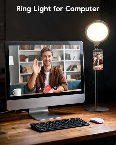 Dimmable Ring Light with Stand for Desk, Adjustable Desk Light for Video Recording, 30 Light Modes Video Conference Lighting, Zoom Lighting for Computer, Webcam, Podcast, Calls, Home Office, CRI 97.8 - image 9