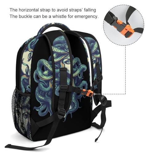 Medusa Greek Mythology Funny Backpack Casual Daypack Lightweight Shoulders Bag for Men Women Cute Print3