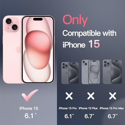 Image of JETech Magnetic Cover Case for iPhone 15 6.1-Inch Compatible With Magsafe, Translucent Matte Back Slim Shockproof Case Phone Cover (Pink)