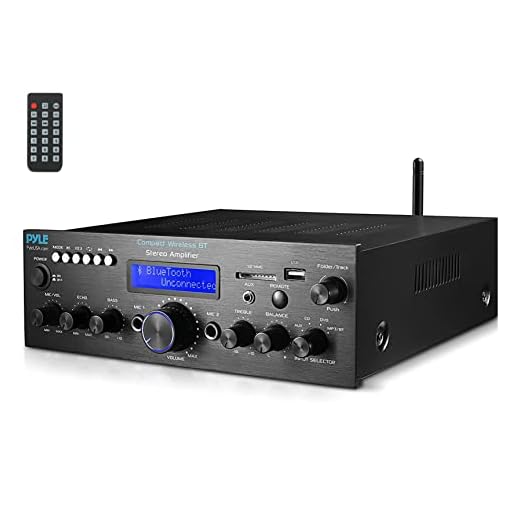 Pyle Compact Bluetooth Stereo Amplifier - 200 Watt Desktop Audio Power Amp Receiver with FM Radio, MP3/USB/SD Readers, Digital LCD Display, Microphone Input - PDA612BU.5
