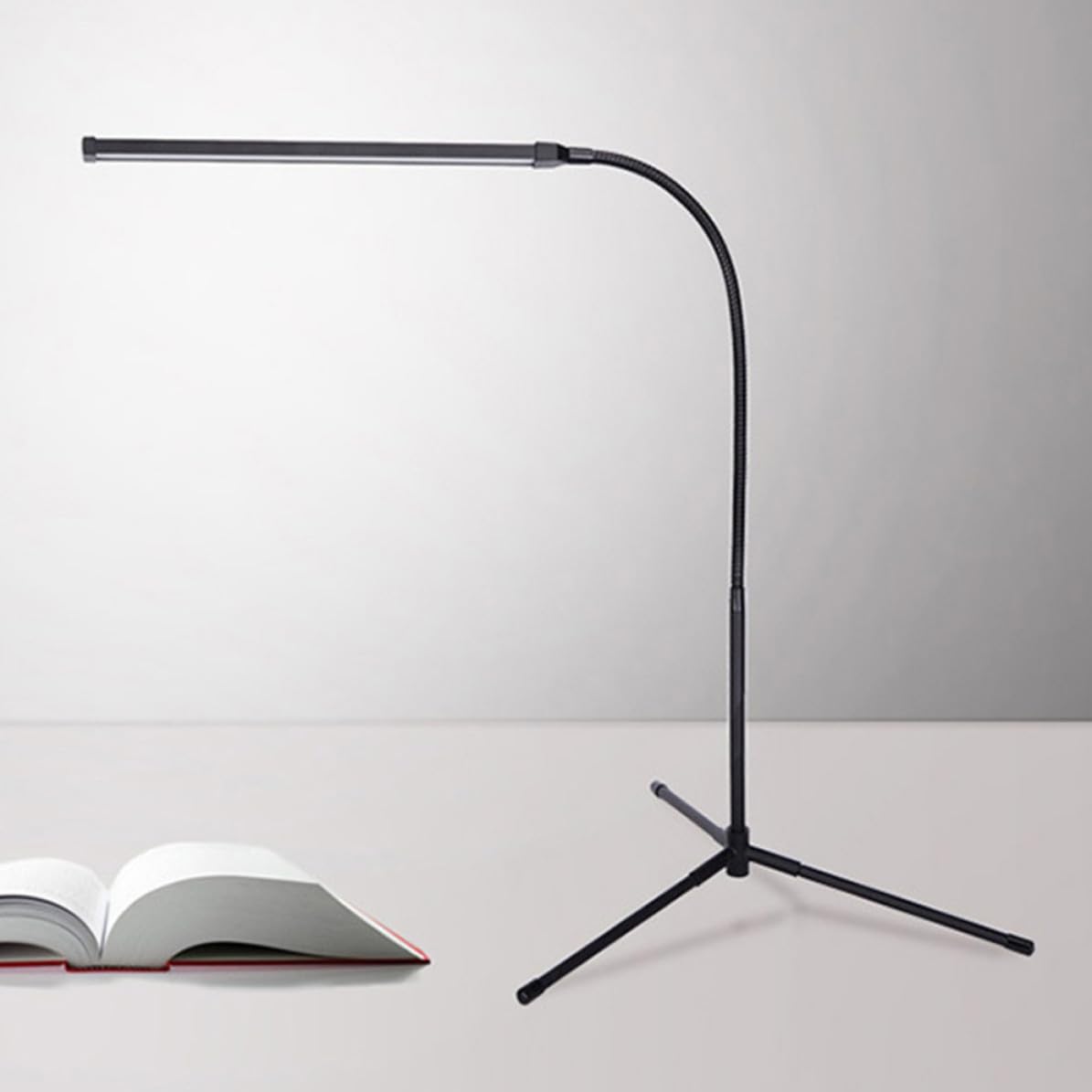 BETOOKY Lámpara de Lectura Regulable LED con Clip Negro, Brazo Largo | Cuello de Cisne Flexible, Alimentación Usb, 1 Juego Aluminio E Hierro, Luz sin Parpadeo