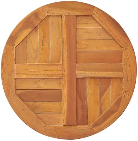 4. Bild von vidaXL Teak Massiv Tischplatte Massivholzplatte Holzplatte Ersatztischplatte Holz Platte für Esstisch Esszimmertisch Rund 2,5cm 60cm Ø 60 cm