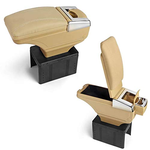 Image of CARIZO Car Armrest with Glass Holder + Ashtray (Beige) for Honda Jazz (Type-2) 2015-2016