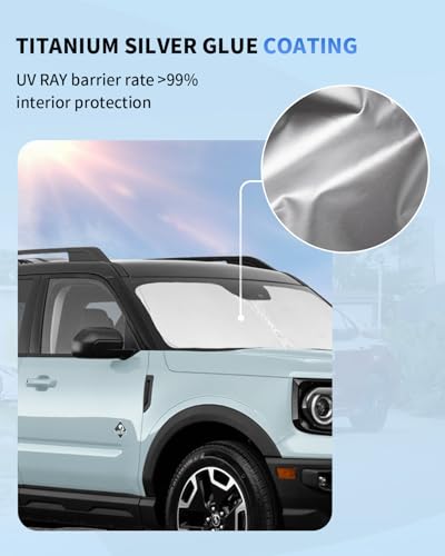 Sun Shade Sunshade for Ford Bronco Sport 2021-2025 2026 Front Window Windshield Cover for Bronco Sport Accessories(Not for Bronco)4 Layers Window Shades 4 Door 2 Door Sun Visor Protector Block UV Ray