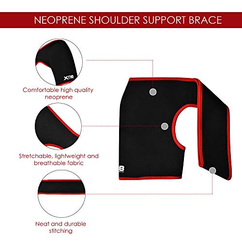 XN8 Tutore Supporto Spalla - Neoprene Wrap Braccio Supporto della Spalla per Protezione Lesioni, Tendinite, Polsino del Rotatore Strappato, Distorsione, Borsite, Tendinite, Uomo e Donne (Rosso, M)