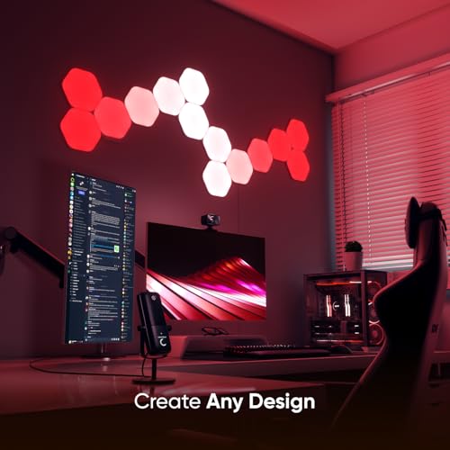 Nanoleaf Shapes LED Wall Lights, RGBW Smart Wall Panels with 16M+ Color, Compatible with Alexa & Google Assistant, Music Sync, DIY Gaming Light for Home Decor (Hexagons Smarter Kit 7 Pack)