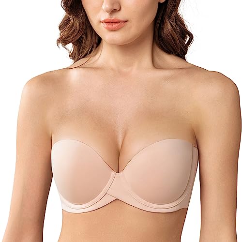 MELENECA Women’s Heavy Padded Convertible Multiway Underwire Push Up Strapless Bra Beige 34AA