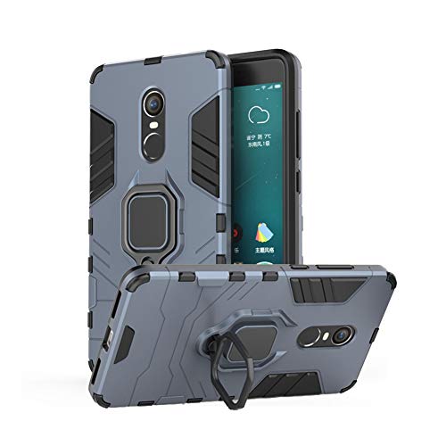JUNHENG Funda Xiaomi Redmi Note 4X, Cover Slim Fit Resistente de TPU con Soporte de Metal Anillo de sujeción Grip Holder [Support Magnetic Car Mount] Carcasa Xiaomi Redmi Note 4X - Azul