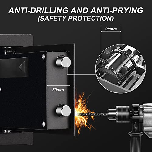 Tenamic Fireproof Safe Box 0.4 Cuft Electronic Digital Security Box, Keypad Small Lock Box Cabinet Safes With Internal Light, Solid Alloy Steel Office Hotel Home Mini Safe With 2 Passwords, Black #TOP4