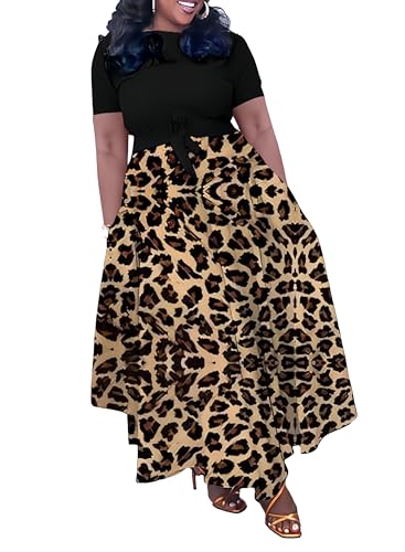 Image of Hostoyo Women Plus Size Formal A Line Maxi Dress Self Tie Waist with Pockets Elegant Round Neck Swing Long Dresses