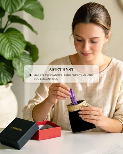 Image of Amethyst Natural Healing Crystal Wand Set - 2.4-2.8 inch Polished Gemstone Point Obelisk - Hexagonal Towers for Reiki Energy, Chakra Balancing, Meditation & Home Office Decor - Spiritual Gifts for Women