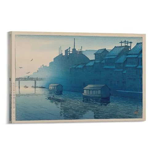 川瀬巴水 日本の浮世絵画家、版画ポスター (19) 部屋飾り キャンバスウォール 壁の絵 壁掛け ホームアートワーク08x12inch(20x30cm)