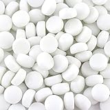 Wq Warmqing Glass Mosaic Tiles for Crafts Bulk,200g Round Mosaic Glass Pieces,White Mosaic Tiles for DIY Garden Crafts Supplies,Easter Ornaments