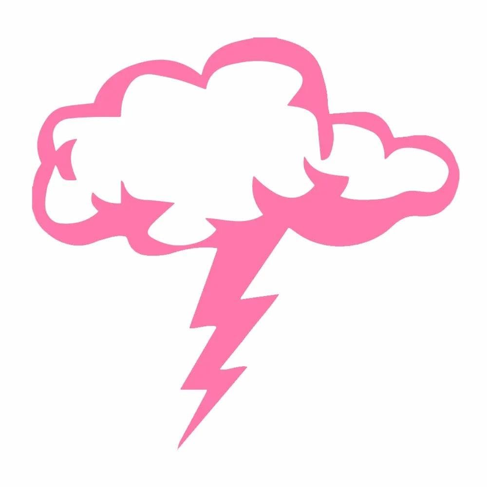 Auto Accessory Loverly Clouds and Lightning Vinly Decal Cool Car Window(Pink,25cm)