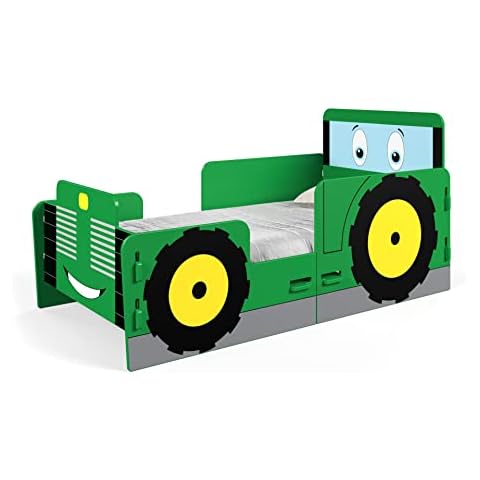 Kidsaw Tractor Junior Bed - Kids Bed - Tractor Bed Frames - Bed Frame for Kids and Toddlers - Bedroom Furniture for Juniors - Green Cover