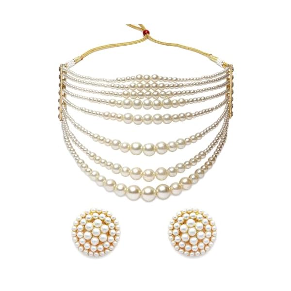 Shining Diva Fashion Latest Stylish Design Fancy Pearl Necklace Jewellery Set for Women (15863s)