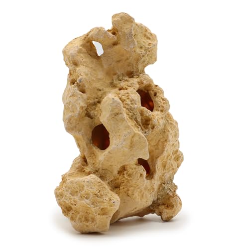 Amtra Roccia Gallura - Decorazione per acquario, in resina, riproduzione di una roccia naturale, dipinto a mano, Beige, Taglia S/ 13,5 X11,5 X19,5 CM