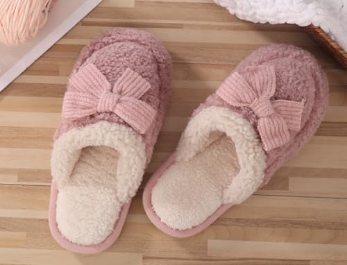 Slippers for Women Cozy Indoor House Shoes with Knitted bow Comfy Soft Lightweight Fuzzy Warm Sweet Style2
