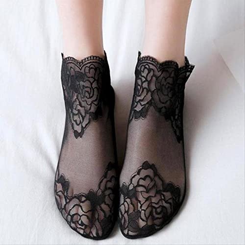 YOLAI 1 Pair Glitter Sheer Mesh Transparent Socks Women Ultrathin See Through Lace Elastic Ankle Socks2