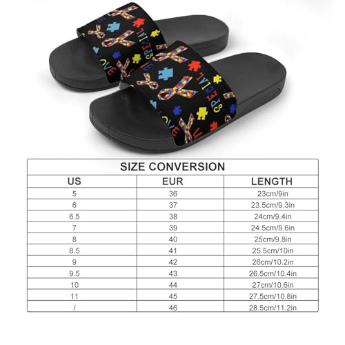 Autism Awareness Love Womens Slide Sandals Non Slip Summer House Slippers for Girls Slip-on Flip Flops2