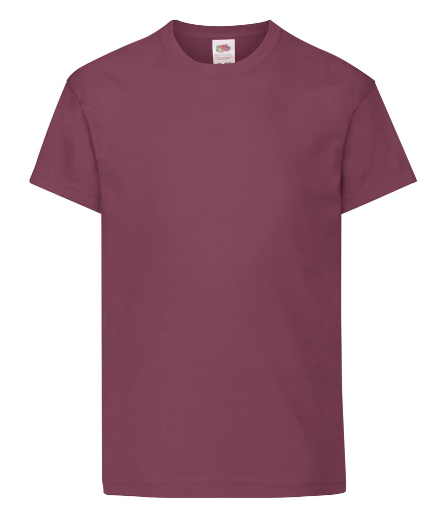 Fruit of the Loom Unisex Kids Original Crew Neck Short Sleeve T-Shirt, Red (Burgunderrot), 14-15 Years (Manufacturer Size: 164)