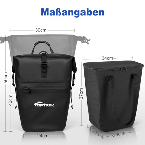 toptrek Fahrradtaschen für Gepäckträger, Fahrradtasche Gepäckträger mit Isoliertasche, Fahrrad...