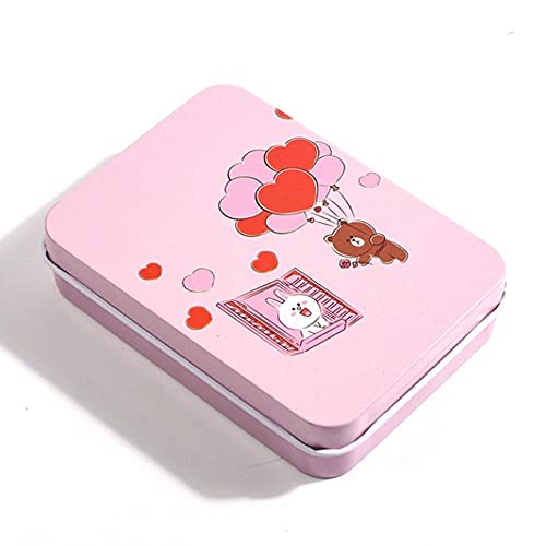 LXCQI Mini Lindo Dibujos Animados De Metal Caja De Estaño Accesorios Rectangular Accesorios Caramelo Pequeña Tienda Latas Joyería Estuche Cosmético Chica Fina Caja De Regalo-D Cover