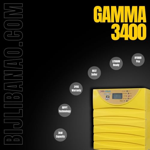 Image of 3kW Lithium Solar Off-Grid Kit | UTL Gamma Plus 3400 r-MPPT PCU + 25.6V 100Ah LiFePO4 Battery + Heavy Duty Hot-Dip GI High Rise 6-Panel Structure | (Panels Not Included)