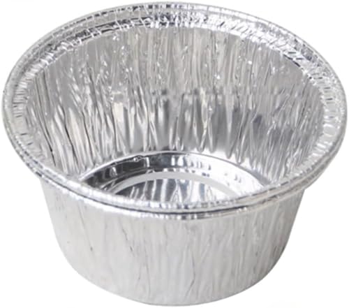 Momgla 300枚入り アルミ皿 たれ 皿 使い捨て 缶 容量100/175/320ml 箔製 バーベキュープレート ブリキ箔ボウル 丸型なべ 銀色 パイ皿 ベーキング ロースト料理用 バーベキュー用 (円形100ml)