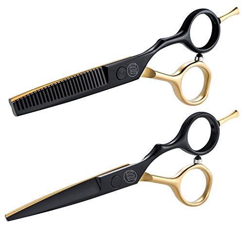 Professional Hair Cutting Scissors Thinning Shear Set- Moontay 5.5" Razor Edge Barber Salon Haircut Texturizing Blending Kit for Women, Men and Kid, Hairdresser's Gift, Japanese 440C Stainless Steel