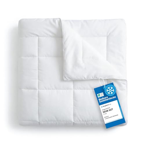 BEDSURE Sommerdecke 135x200 Leichte Sommerbettdecke - Bettdecke 135x200 Weiche Dünne & Leichte Bettdecke für den Sommer Microfaser Atmungsaktive Oeko-TEX Sommer Steppdecke für Allergiker Weiß