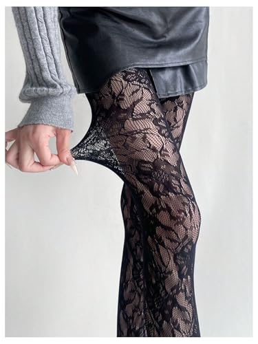 Image of SHENHE Women's Patterned Fishnet Tights High Waist Pantyhose Floral Stockings