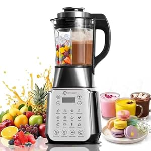 Glass Blenders for Kitchen – Stainless Steel Professional Blender for Smoothies 1500W Motor, Nut Milk Maker Machine 9 Adjustable Speeds, 14 Preset Programs, BPA-Free Glass Jar blender, Soy Milk, Soups