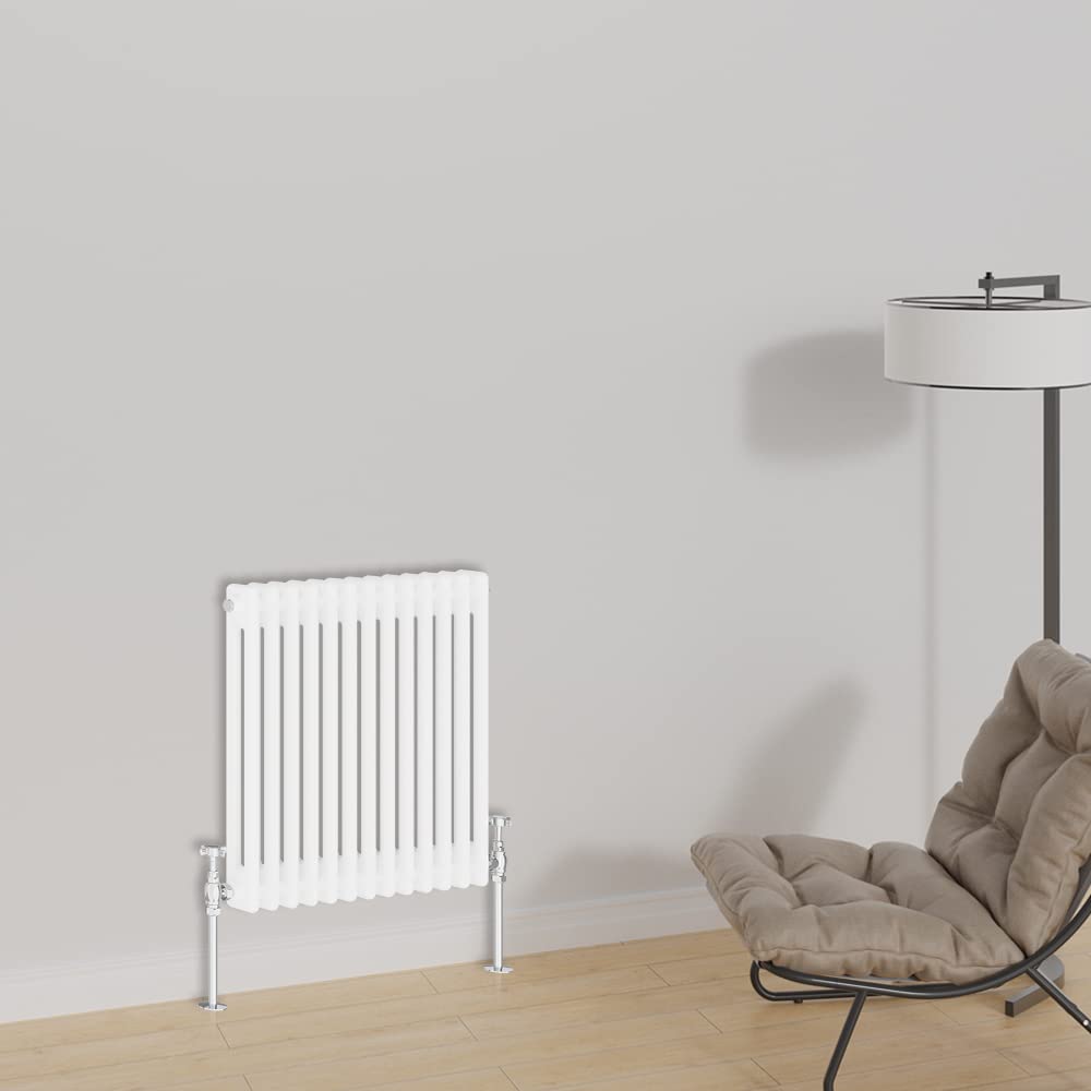 Warmehaus Horizontal Column Radiator 600x605mm Double Panel White
